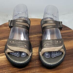 Clarks Unstructured Un Ames Bronze Leather Women's Wedge Sandals 7